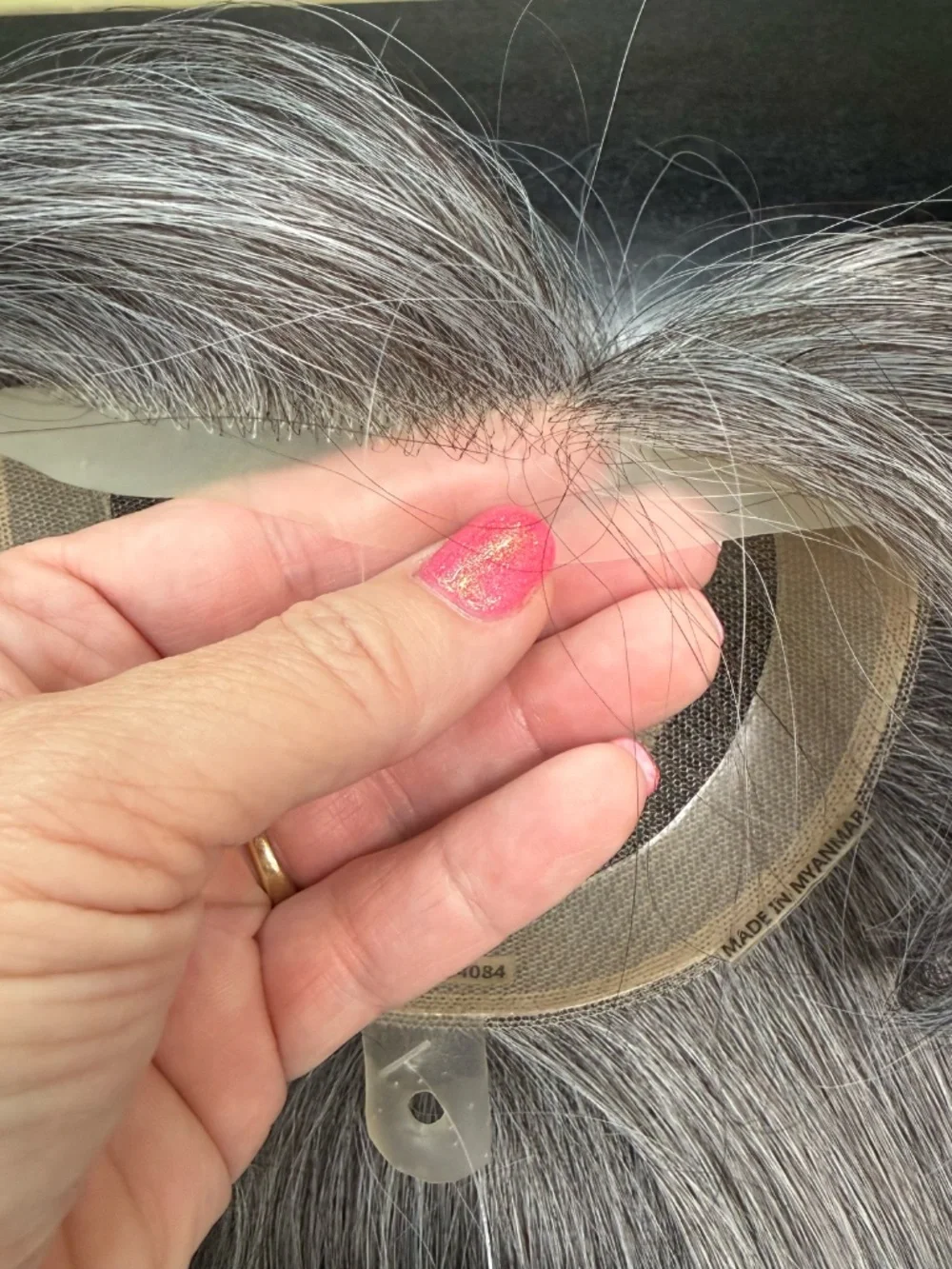 Salt and pepper gray human hair blend topper unit - unisex